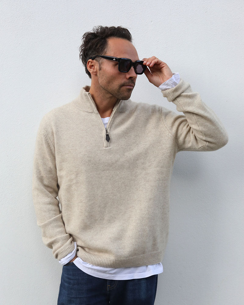 Cashmere 1/4 zip - Oat