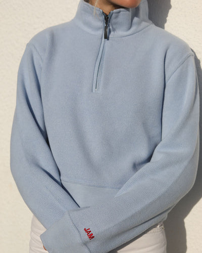 Cropped 1/4 zip | Baby Blue