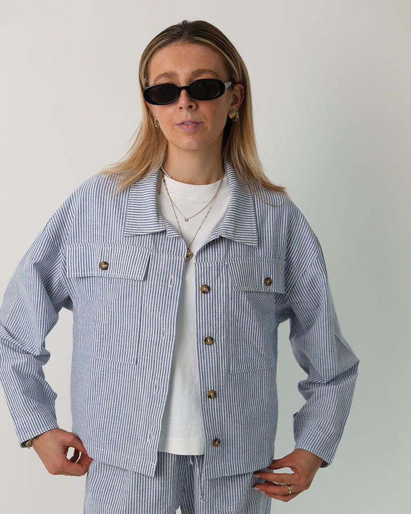 Byron Jacket | Blue Pin Stripe