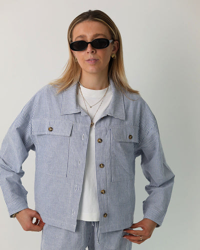 Byron Jacket | Blue Pin Stripe
