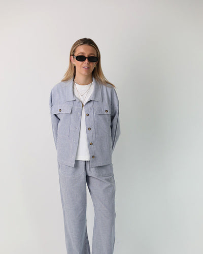 Byron Jacket | Blue Pin Stripe