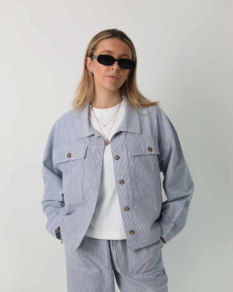 Byron Jacket | Blue Pin Stripe