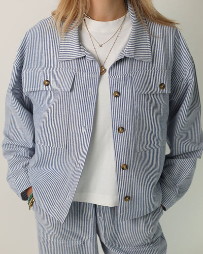 Byron Jacket | Blue Pin Stripe