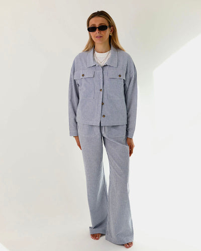 Byron Trouser | Blue Pin Stripe