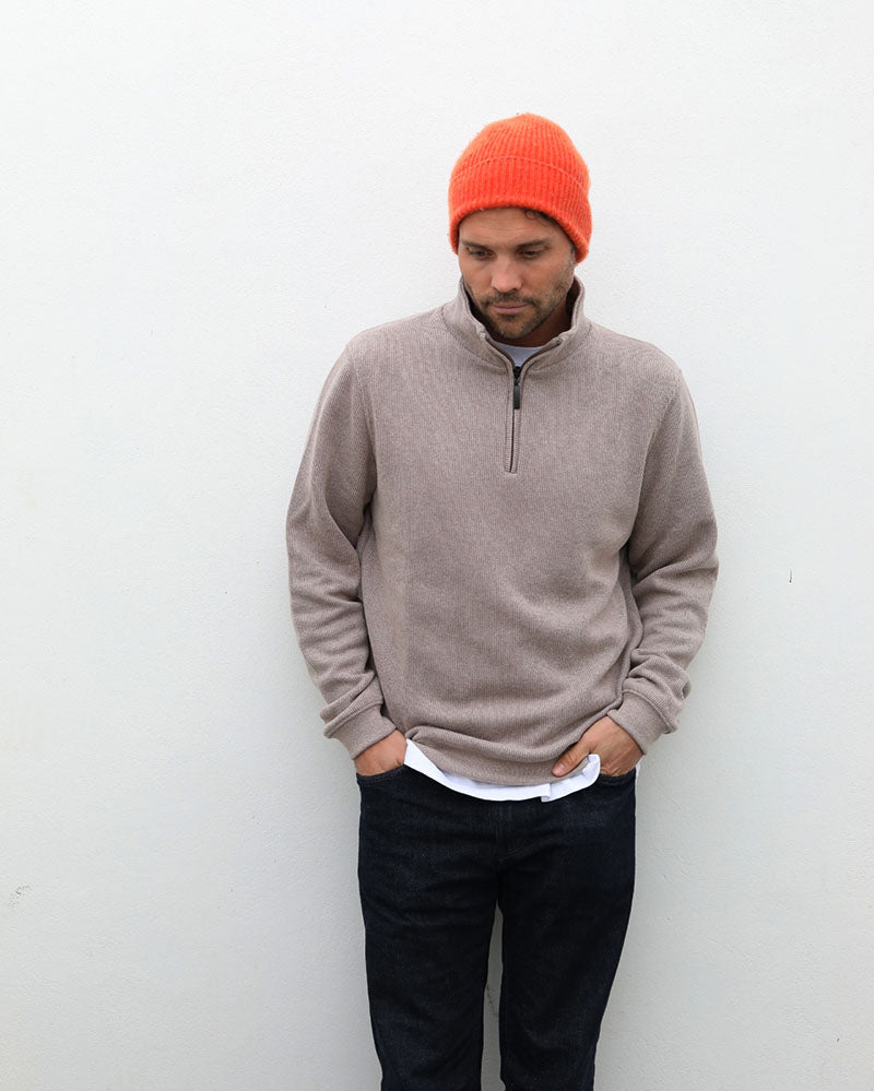 Merino Blend 1/4 zip | Cappuccino