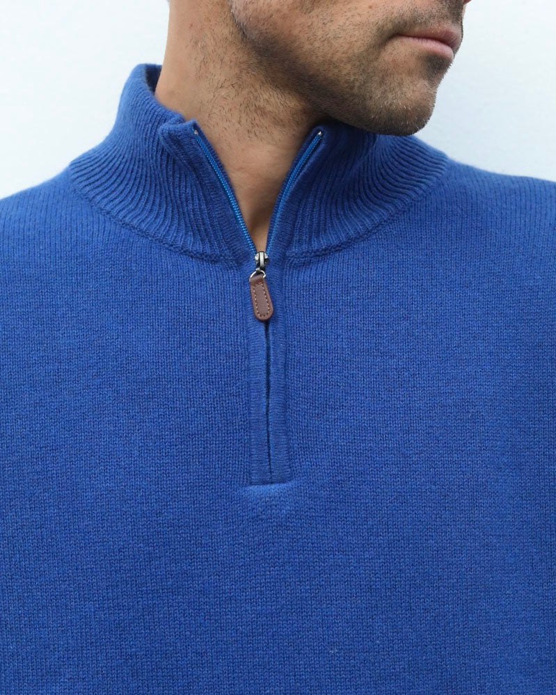 Cashmere Merino 1/4 zip | Cobalt blue