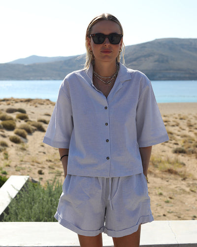 Condesa Shirt | Dove Blue Pin Stripe