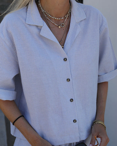 Condesa Shirt | Dove Blue Pin Stripe