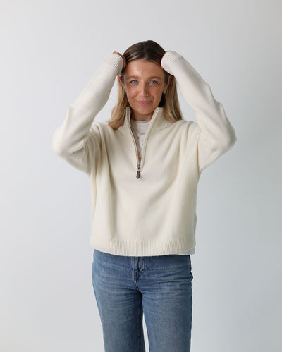 Ladies Cashmere-Merino 1/4 zip | Cream