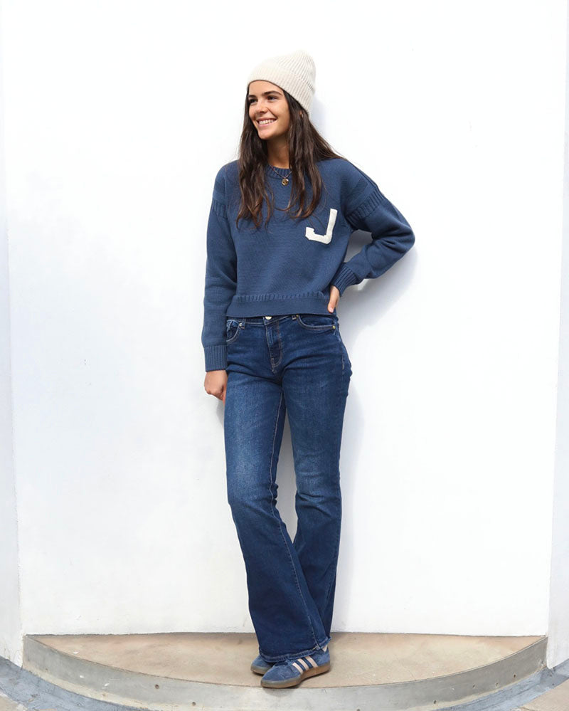 J Cropped Guernsey | Indigo blue