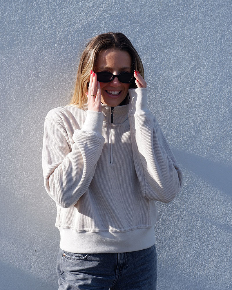 Cropped 1/4 zip | Sandstone