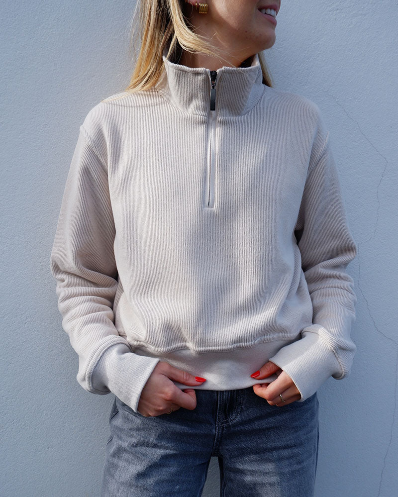 Cropped 1/4 zip | Sandstone