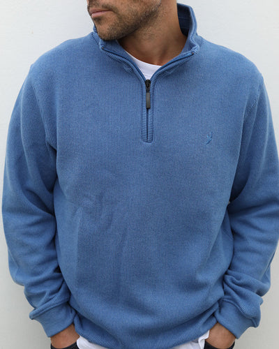 Merino Blend 1/4 Zip | Denim