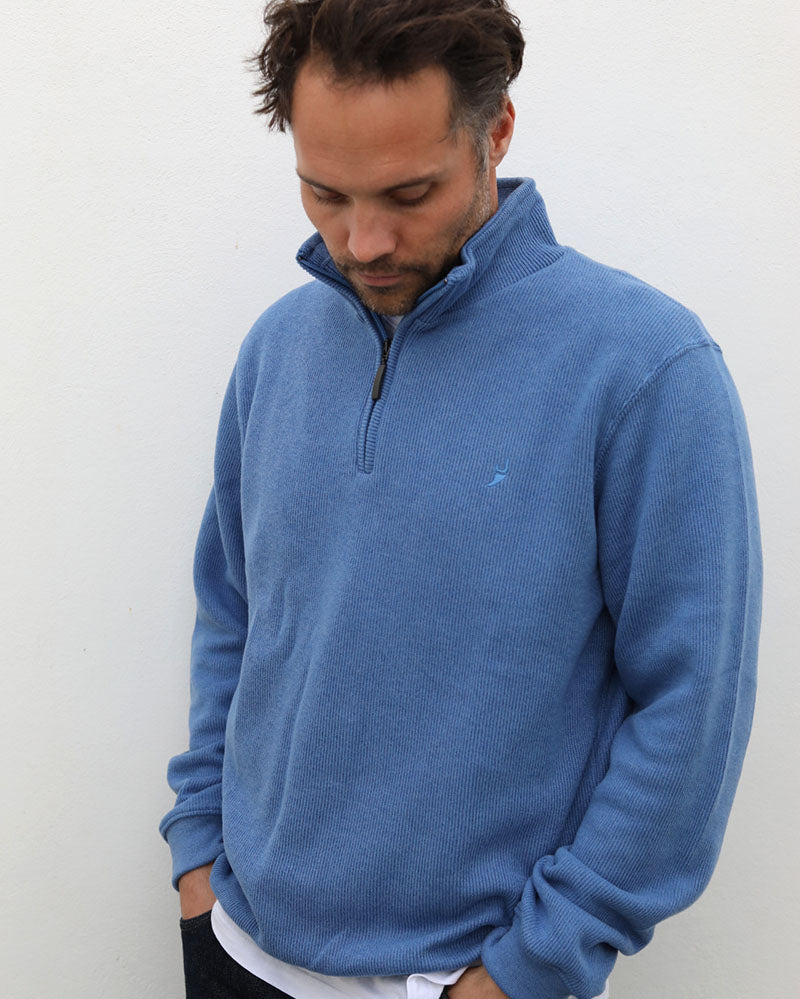 Merino Blend 1/4 Zip | Denim