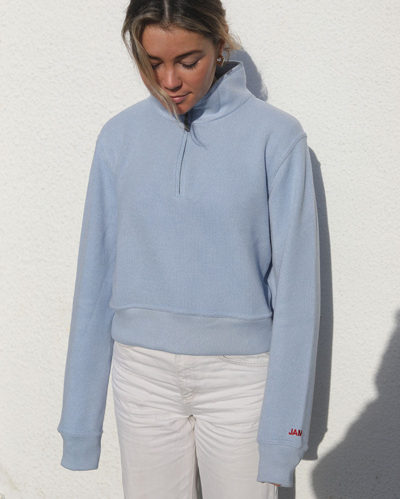 Cropped 1/4 zip | Baby Blue