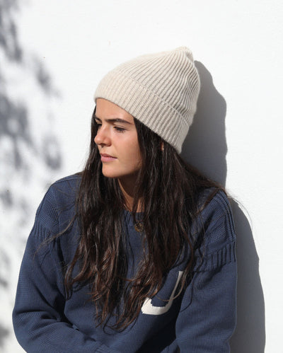 Cashmere-Merino Beanie | Oat